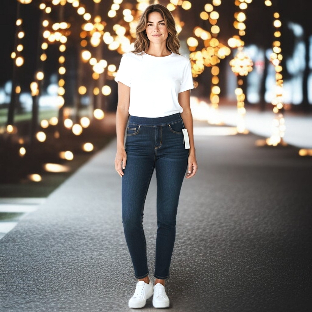 Renee Goldstein Wonder Denim Jeans Sz 4 Women With Control Blue Stretch Jeggings - Picture 13 of 16